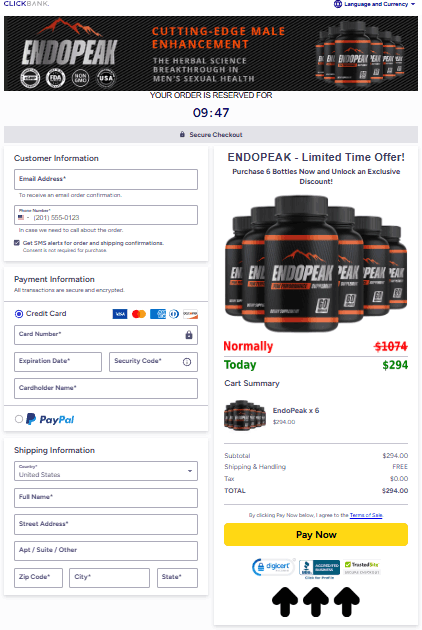 endo peak Secure Order Form